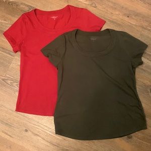 Set of 2 Coldwater Creek Tops | Rust and Forest Green| Size L 14
